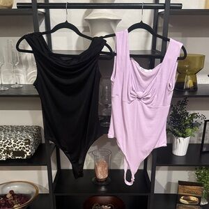 Wayf Black and Lavender Bodysuits